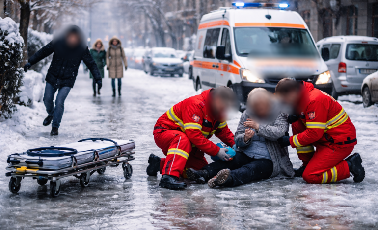 Pericol pe străzile din Cluj-Napoca: poleiul a dus zeci de oameni la spital în ultimele zile!